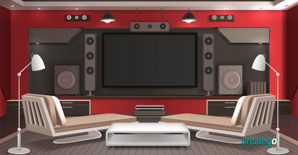Home Theatre Surround Sound Speaker Setup With TV