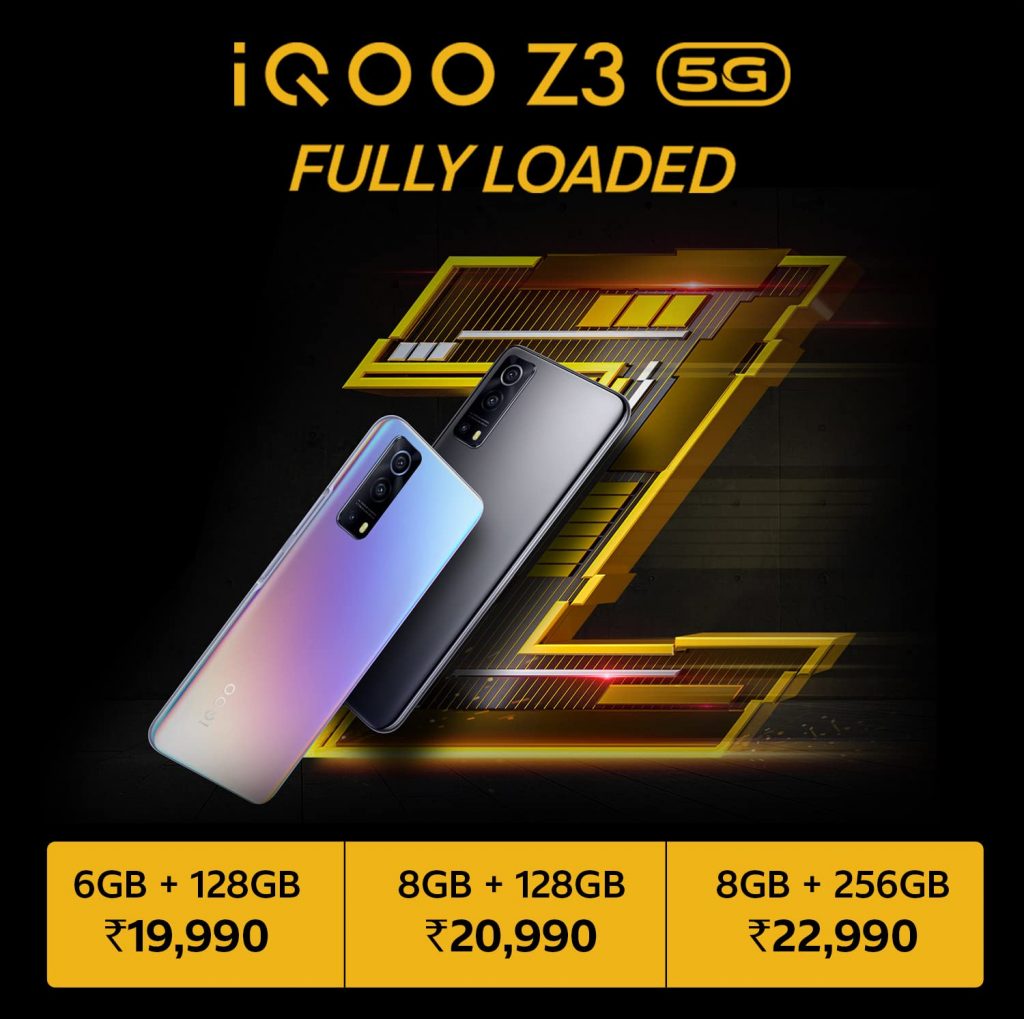 iQOO Z3 5G Launched in India as the First Snapdragon 768G Smartphone