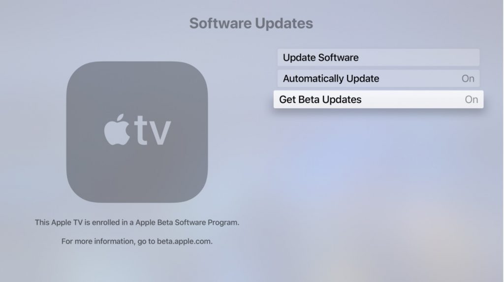 Apple TV Beta Software Update