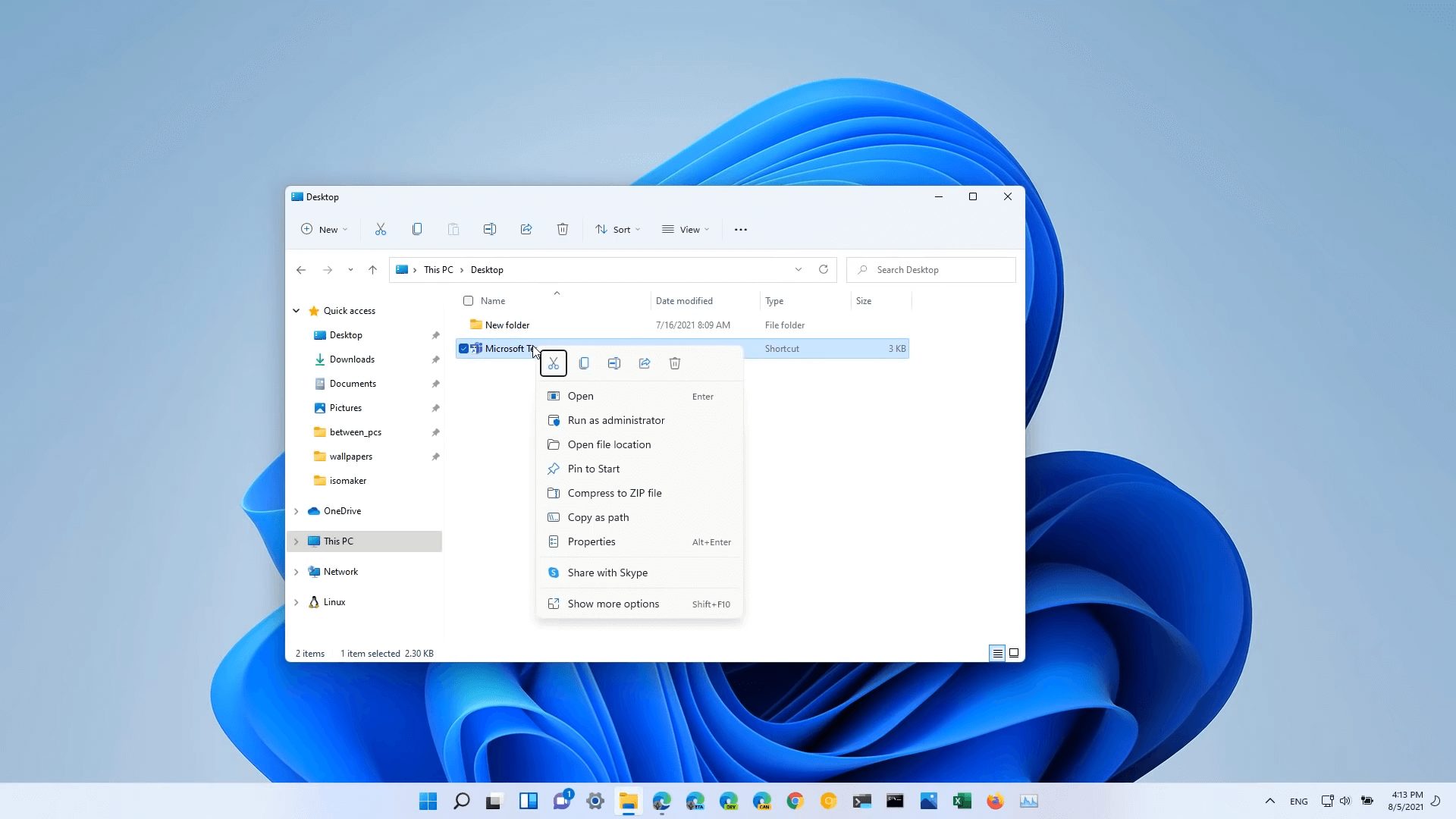 Windows 11 Beta Build 22000.120 File Explorer Context Menu Spacing Tweaks