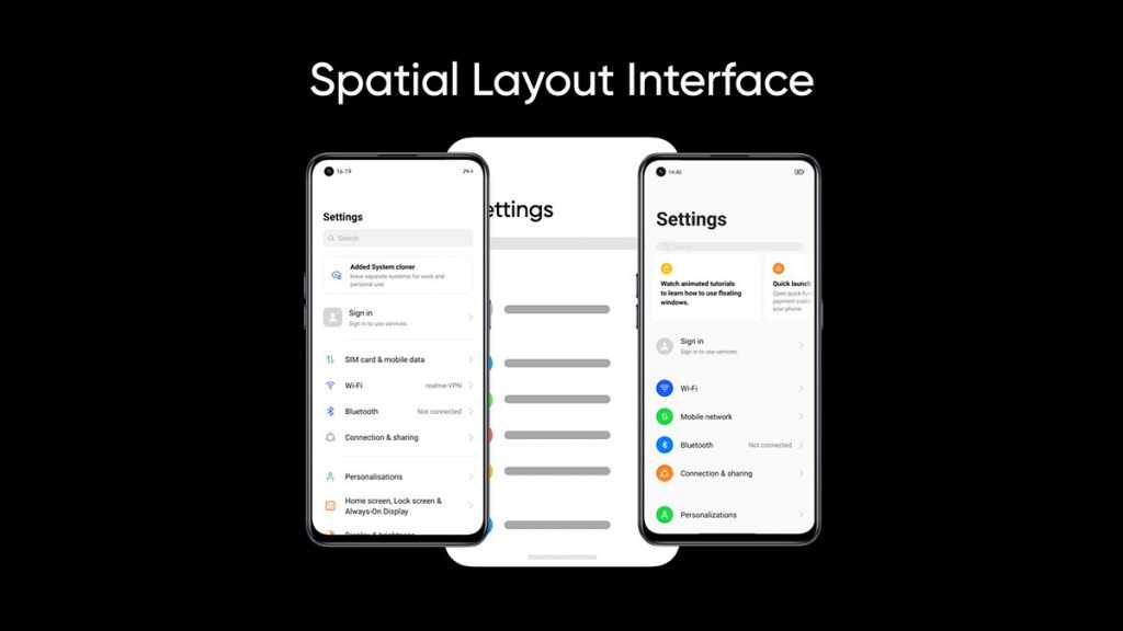 Realme UI 3.0 Spatial Layout Interface