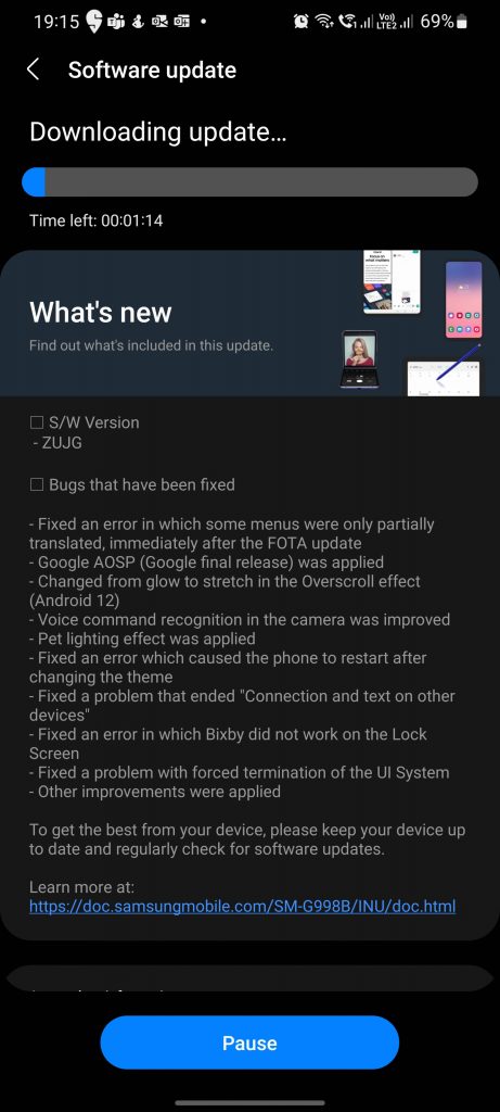 Samsung Galaxy S21 Ultra One UI 4.0 Beta 3 Update Changelog - 01