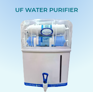 a UF water purifier with a blue background