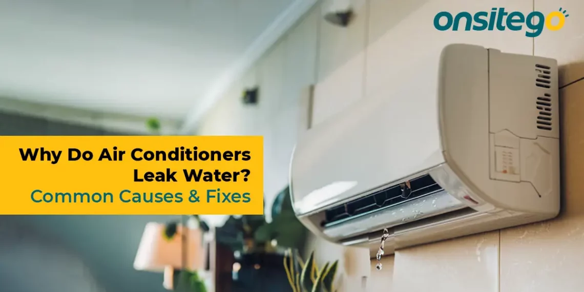 An air conditioner leaking water